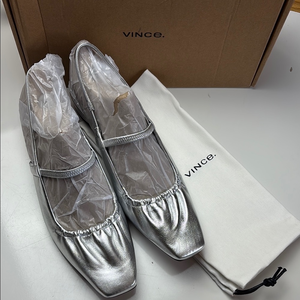 Vince Venice Metallic Leather‎ Slingback Flat